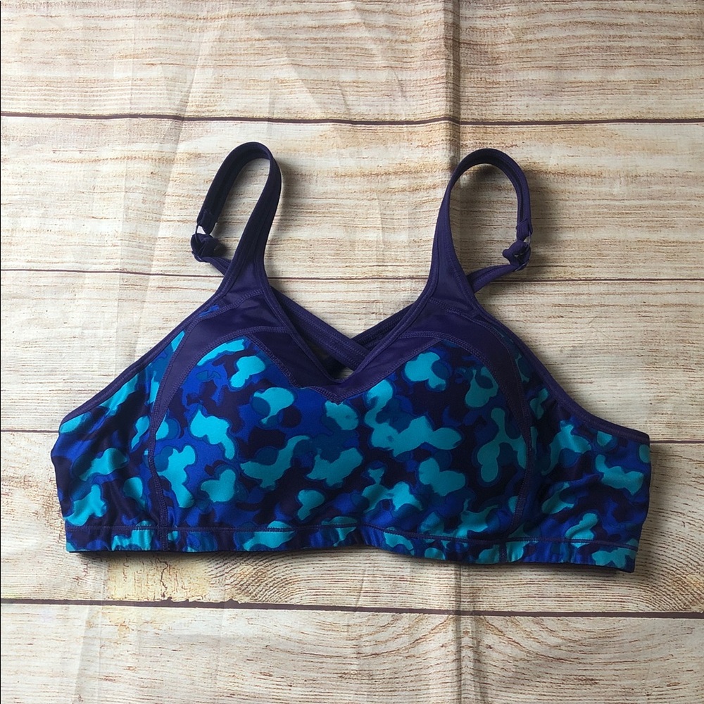 Moving Comfort Camo Blue and‎ Purple Sports Bra